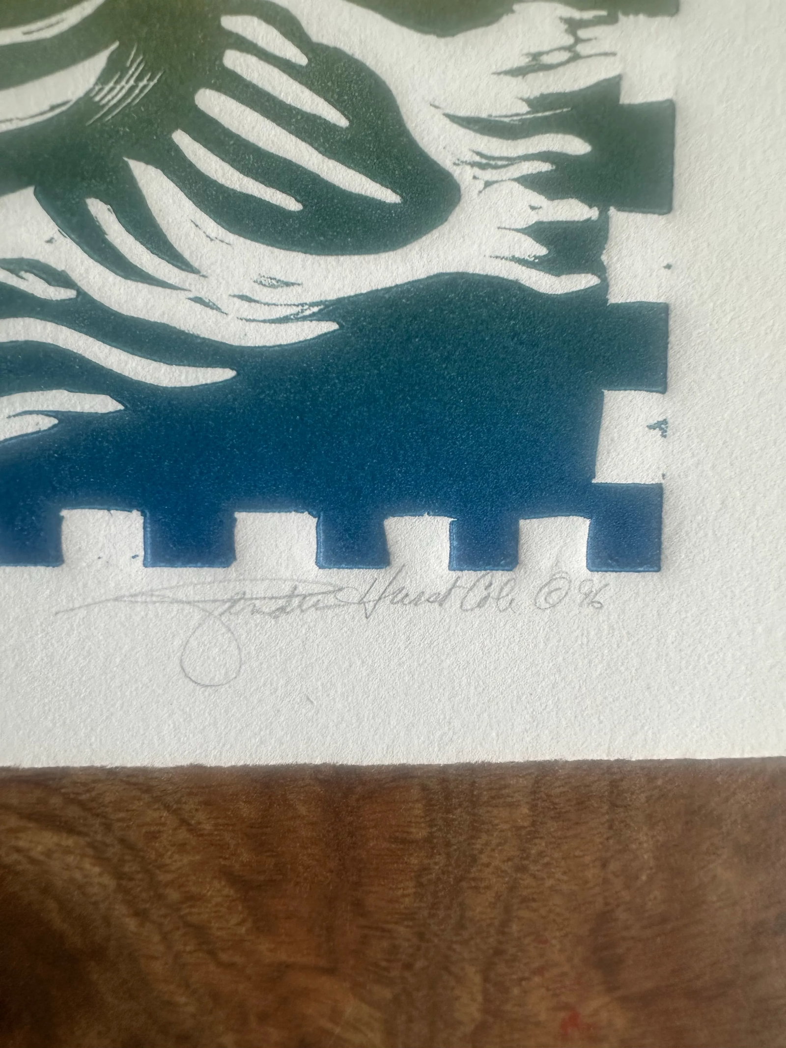 Vintage Signed and Dated Original Lino Print - 3