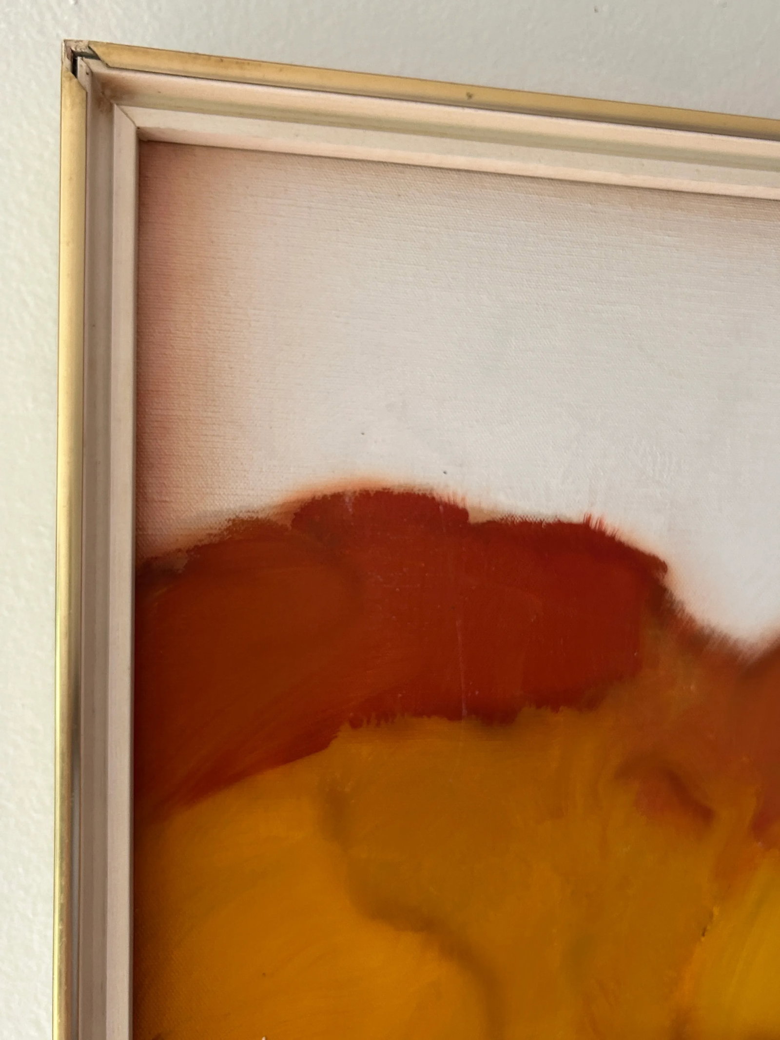 Robert Lawson 1970s Abstract Oil Painting on Canvas Vintage Art Brown and Orange - 5