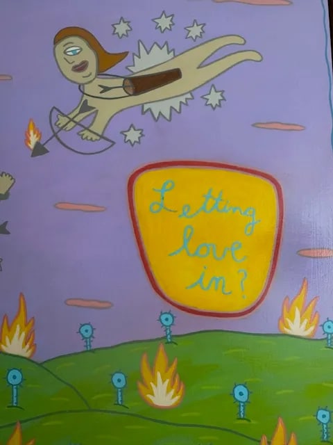 Original Folk Art Painting From Key West Artist, "Letting Love In" - 4