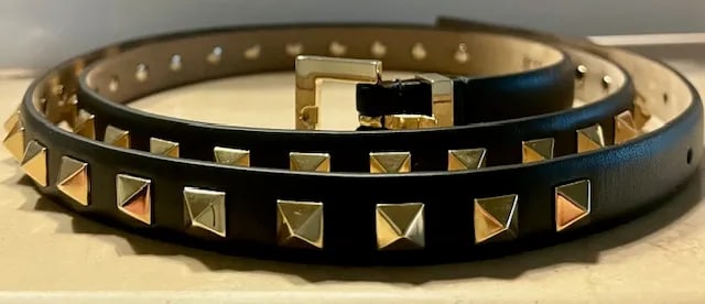 Valentino Rockstud Calfskin Belt, Original Out of Production, Gold-Tone Studs & Buckle, Made in Ital - 2
