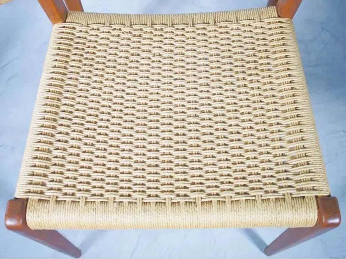 1950s Set of 4 Niels Otto MÃ¸ller Teak and Paper Cord Dining Chairs - 7