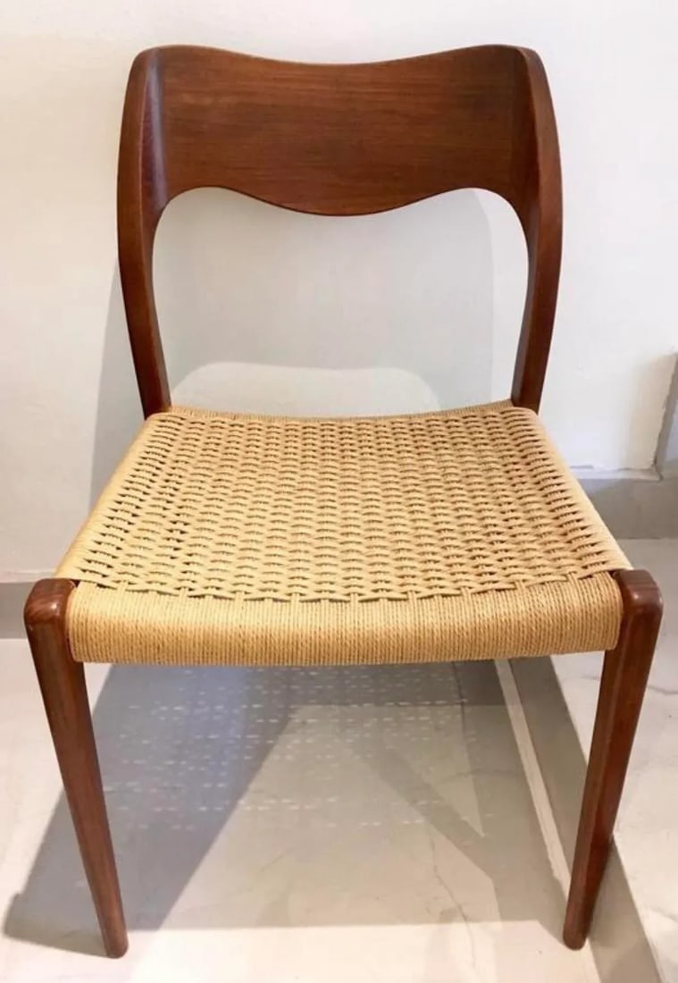 1950s Set of 4 Niels Otto MÃ¸ller Teak and Paper Cord Dining Chairs - 8