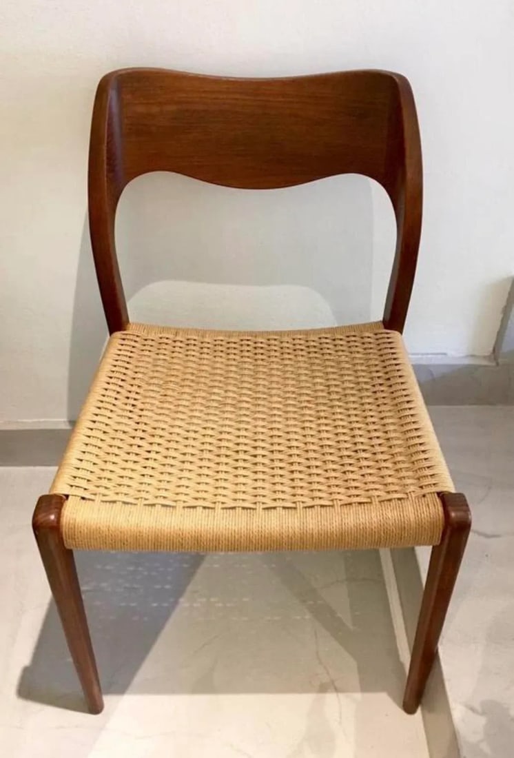 1950s Set of 4 Niels Otto MÃ¸ller Teak and Paper Cord Dining Chairs - 9