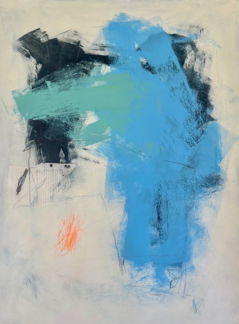 Ballintoy Original Contemporary Abstract Painting on Paper: Ballintoy - original painting on paper. This piece was inspired by the beautiful costal sights of the coast of Northern Ireland. This piece was create with acrylic paint, oil pastels, graphite, and