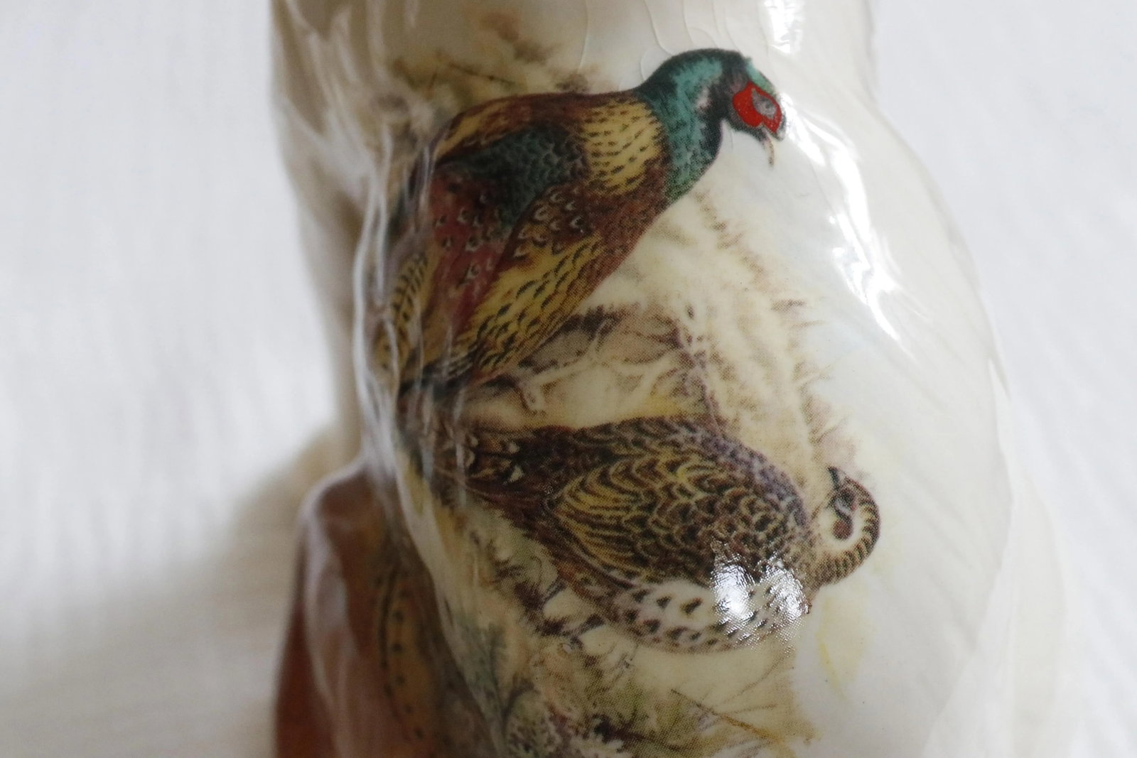 Pair of Staffordshire English Porcelain Cats With Painted Pheasants - 9