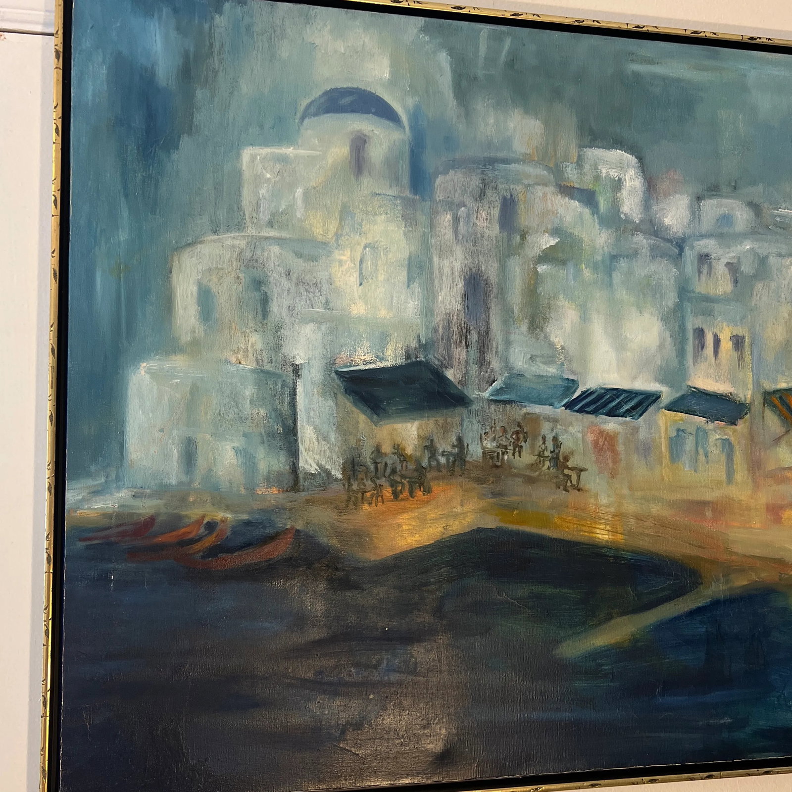 20th Century American School Oil on Canvas Signed Framed by Conni Pim Seaside Village - 5