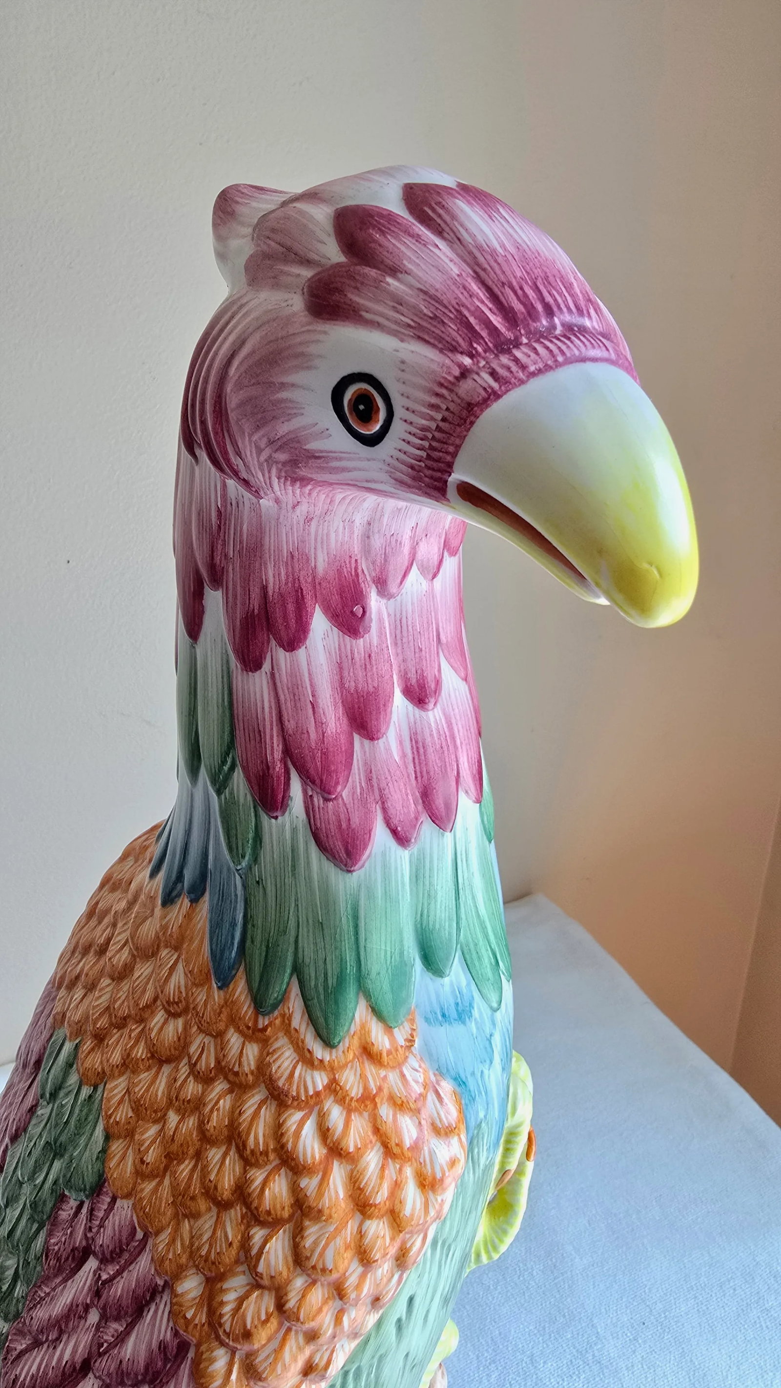 Vintage Mottahedeh Porcelain Colorful Bird Parrot Phoenix Figure Statue, Made in Italy - 5