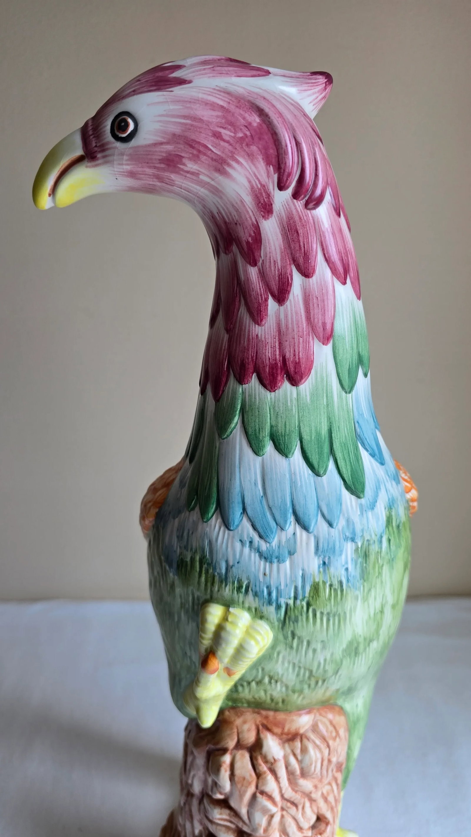 Vintage Mottahedeh Porcelain Colorful Bird Parrot Phoenix Figure Statue, Made in Italy - 6