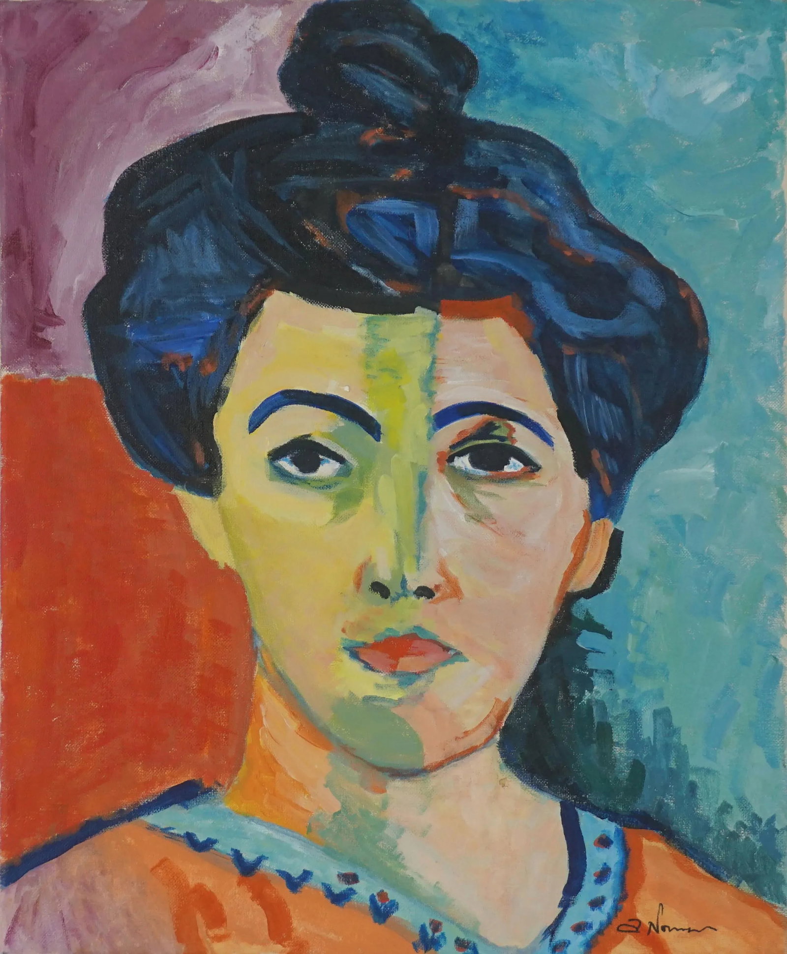 Original Fauvist Oil Portrait -- Study of Madame Matisse by Anna Norman - 2
