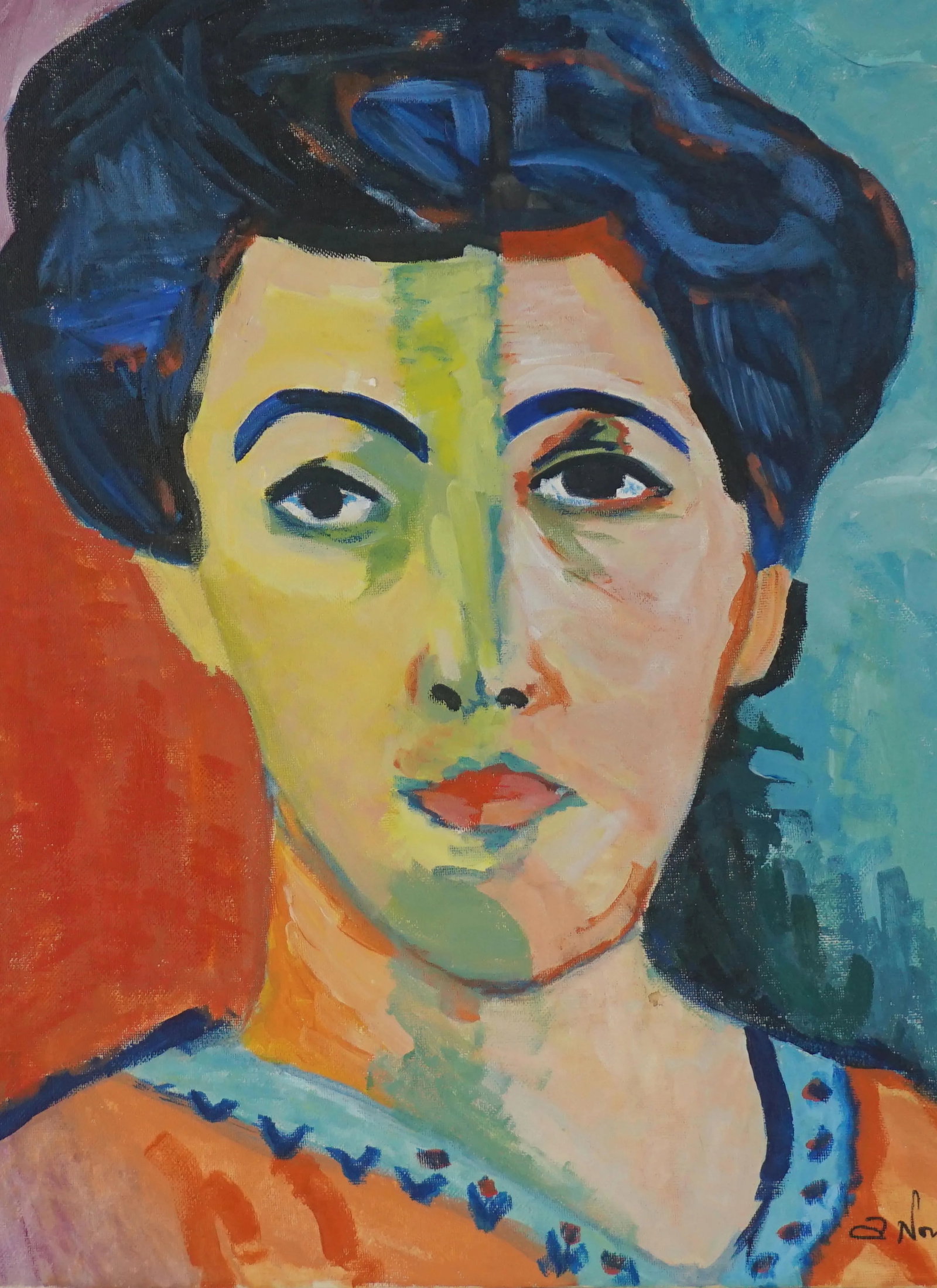 Original Fauvist Oil Portrait -- Study of Madame Matisse by Anna Norman - 3