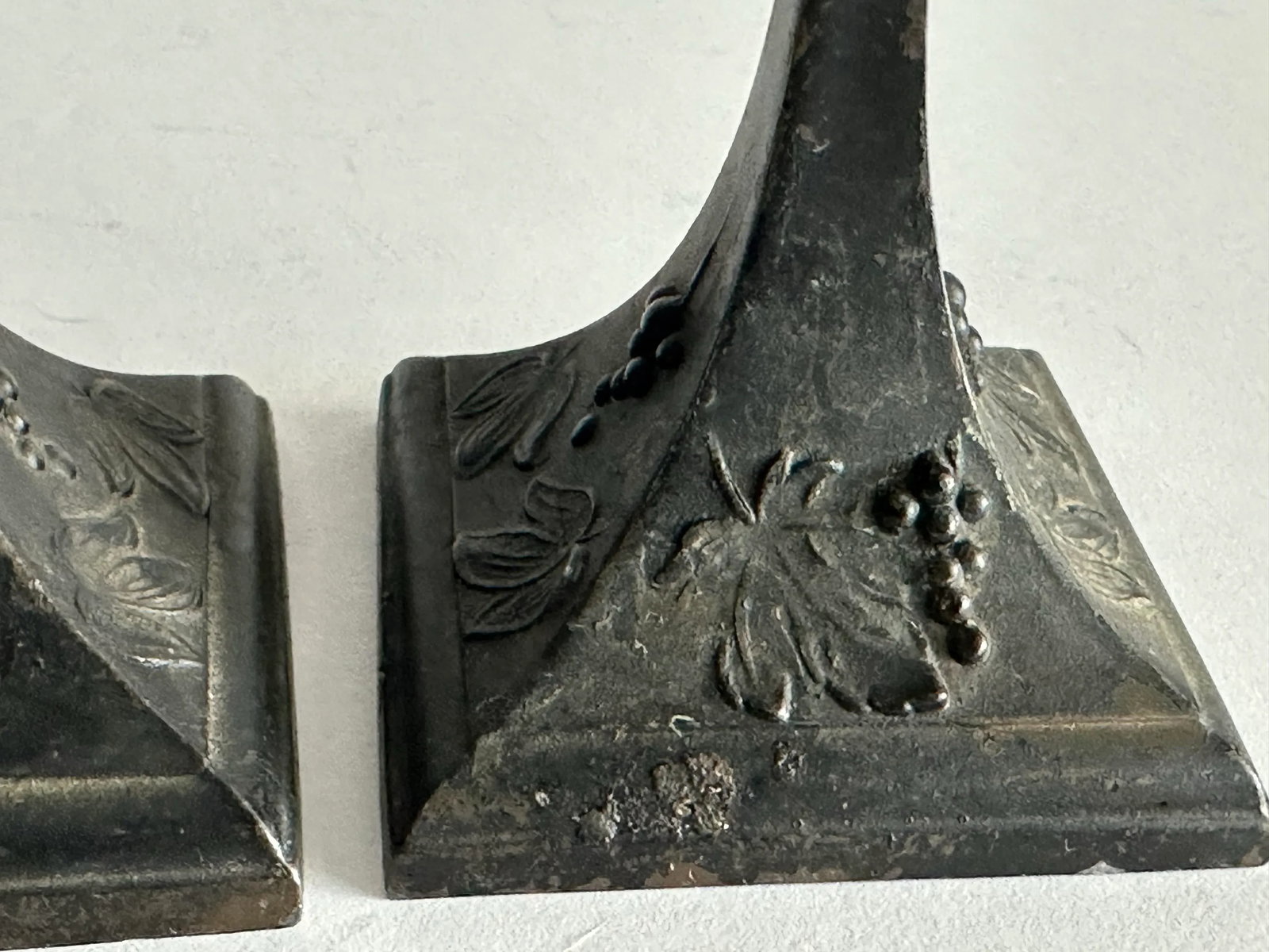 Antique Art Nouveau Grapes & Leaves Bronze Candlestick Holders- A Pair - 5
