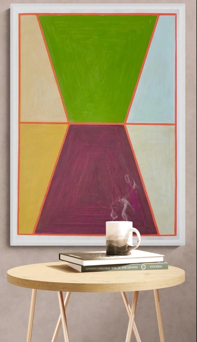Geometric Painting With Orange Outline - 3