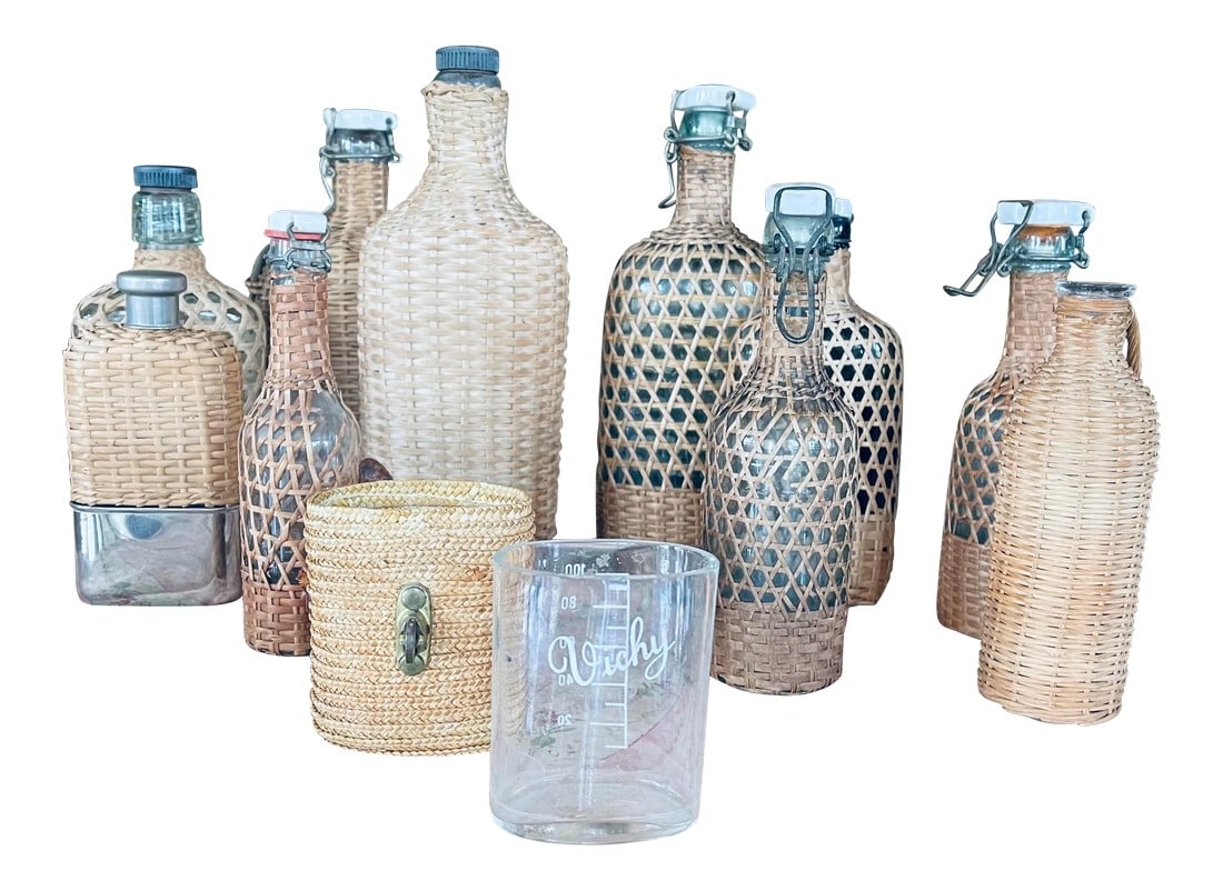 19th Century French Century Demijohn Bottle Collection - Set of 11: 19th Century Demijohn bottle Collection from France. This is a very rare collection and hard to fine a variety like this !! Condition: Alterations: Original Condition Unaltered Imperfections: Some