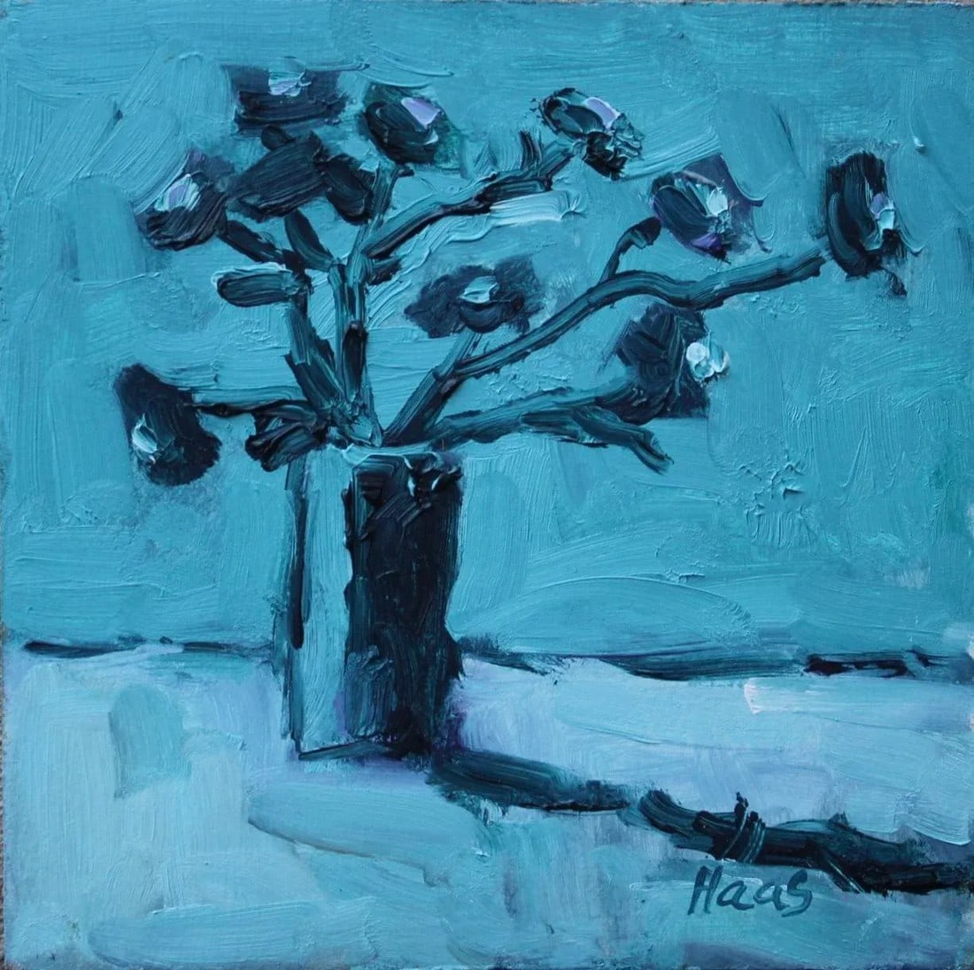 Abstract Floral Still Life Oil Painting by L Haas (1 of 6)