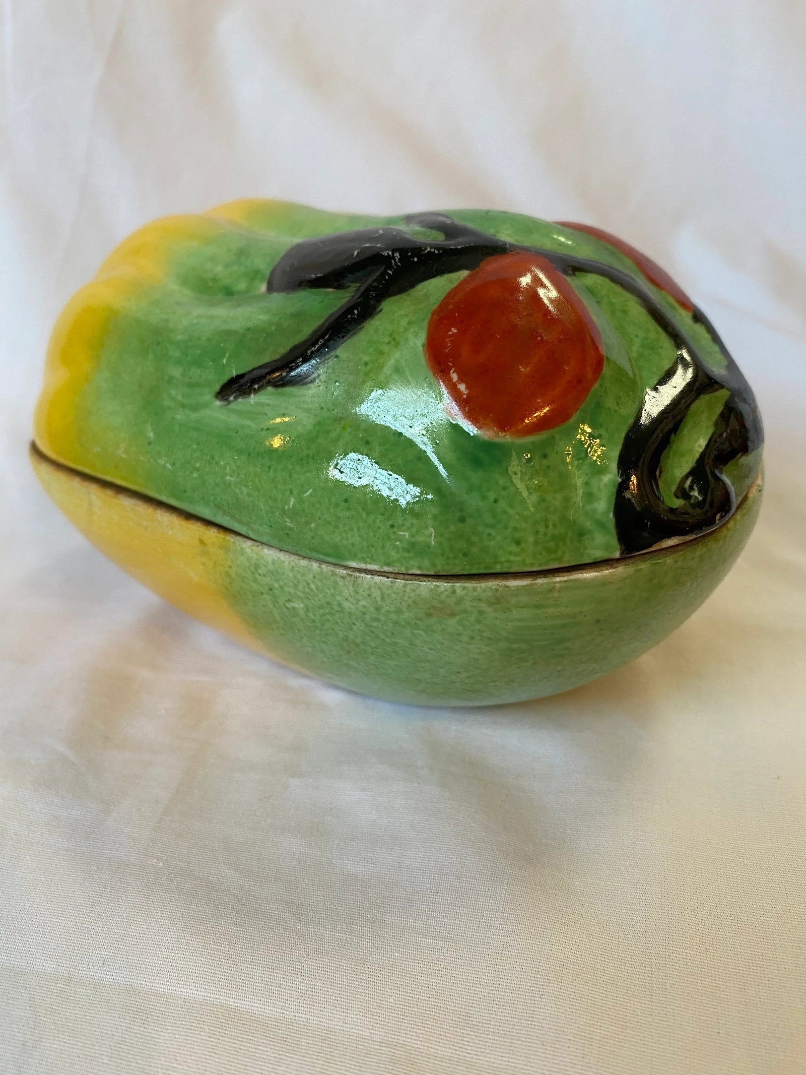 Late 19th Century Chinese Ceramic Altar Fruit Papaya Form Box - 5