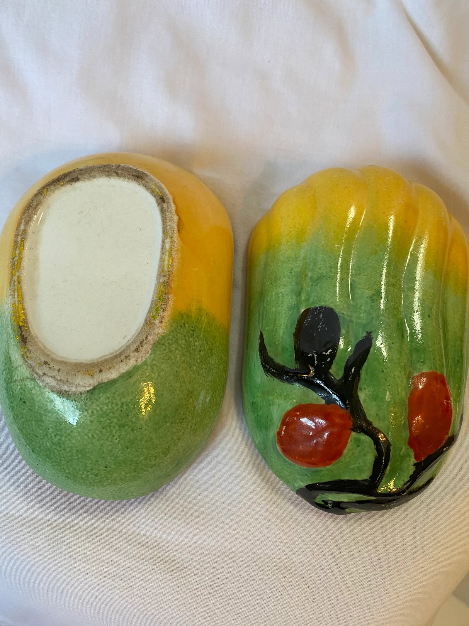 Late 19th Century Chinese Ceramic Altar Fruit Papaya Form Box - 8