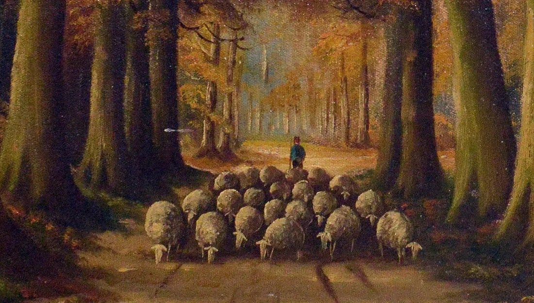 1950s "Cattleman" Rural Landscape Oil Painting, Framed - 3