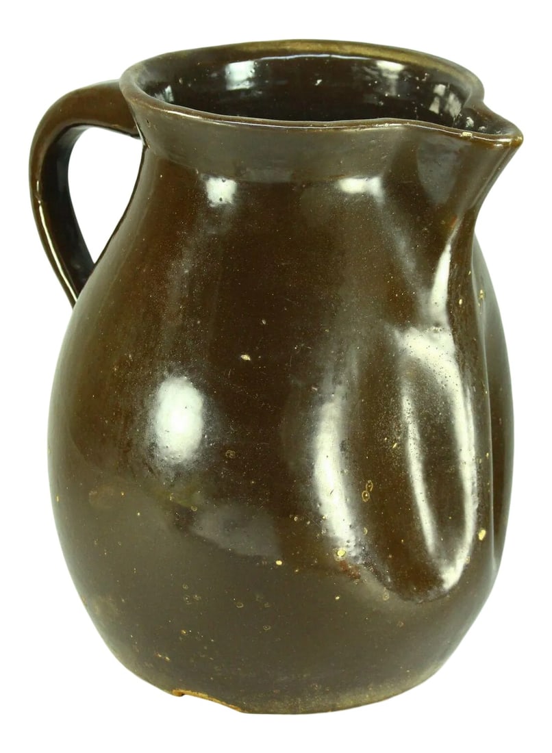 1800's Brown Glaze Stoneware Large Pitcher Ewer 12" Earthenware Jug (1 of 13)