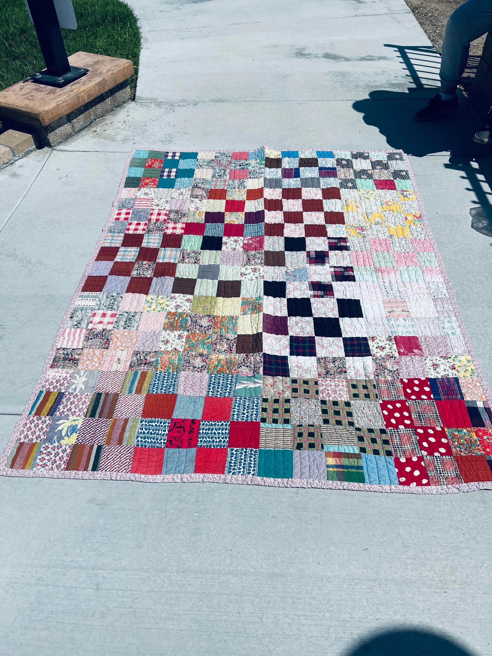 Patch Work Quilt With Random Vintage Fabric - 7