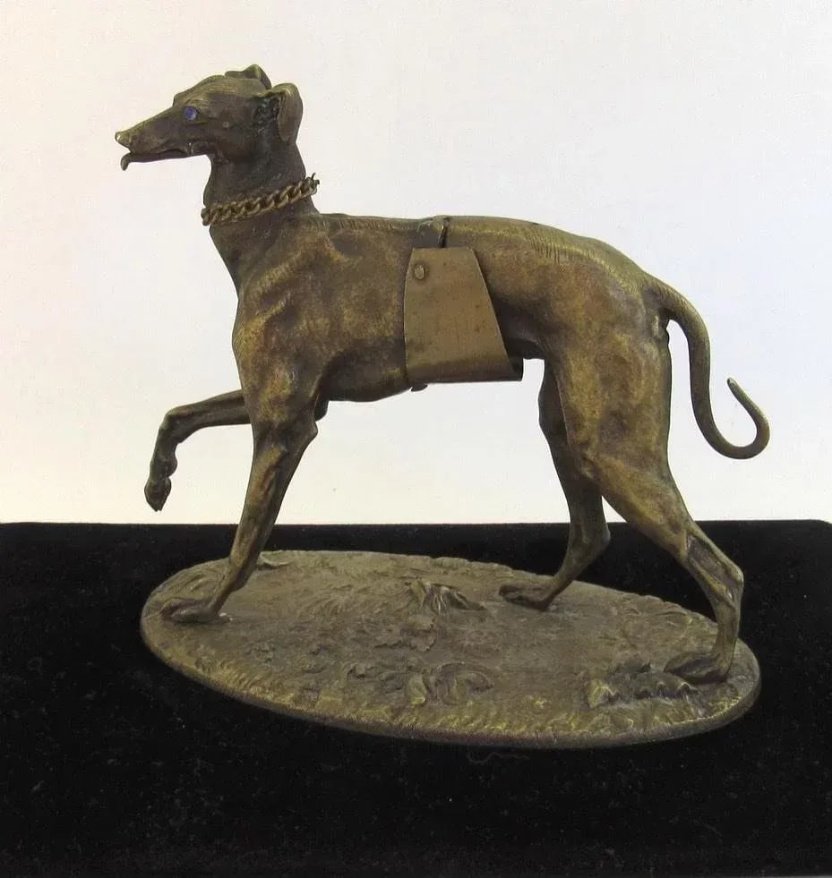 Bronze Greyhound Dog Sculpture by Alphonse Giroux c 1860 - 8