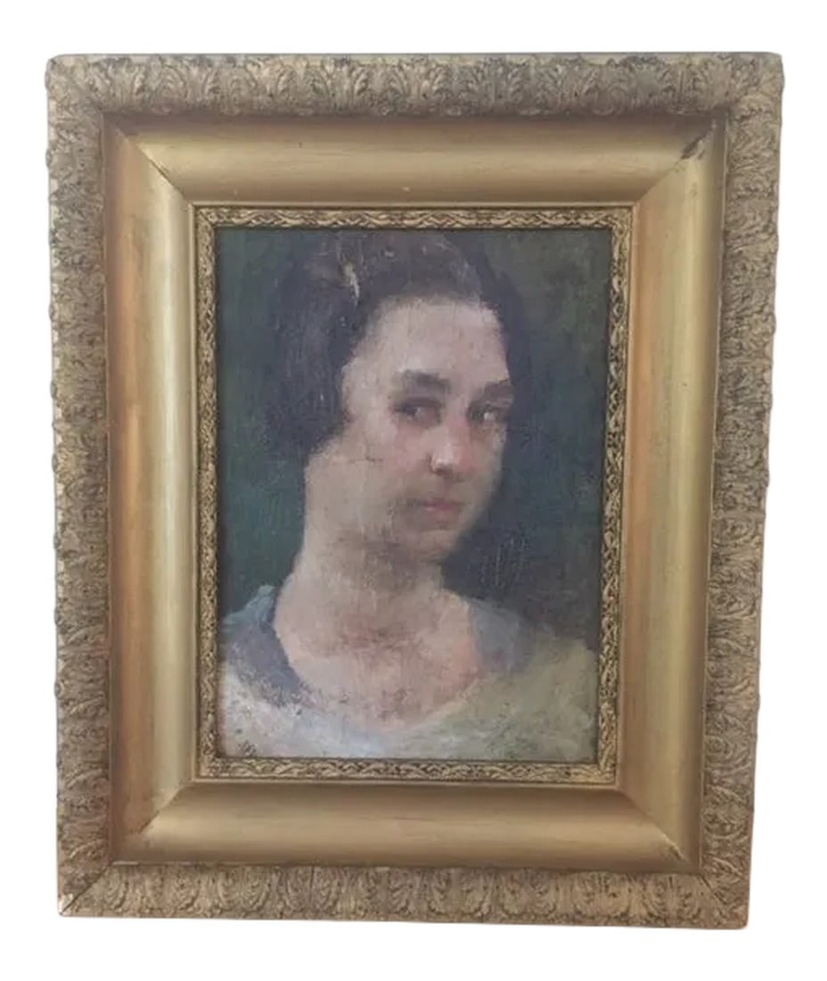 Early 20th Century Portrait of a Lady Oil Painting, Framed: This is a really good oil portrait, capturing this girl and her mood. Well painted, canvas mounted on board. Condition: Alterations: Original Condition Unaltered Imperfections: Needs Restoration