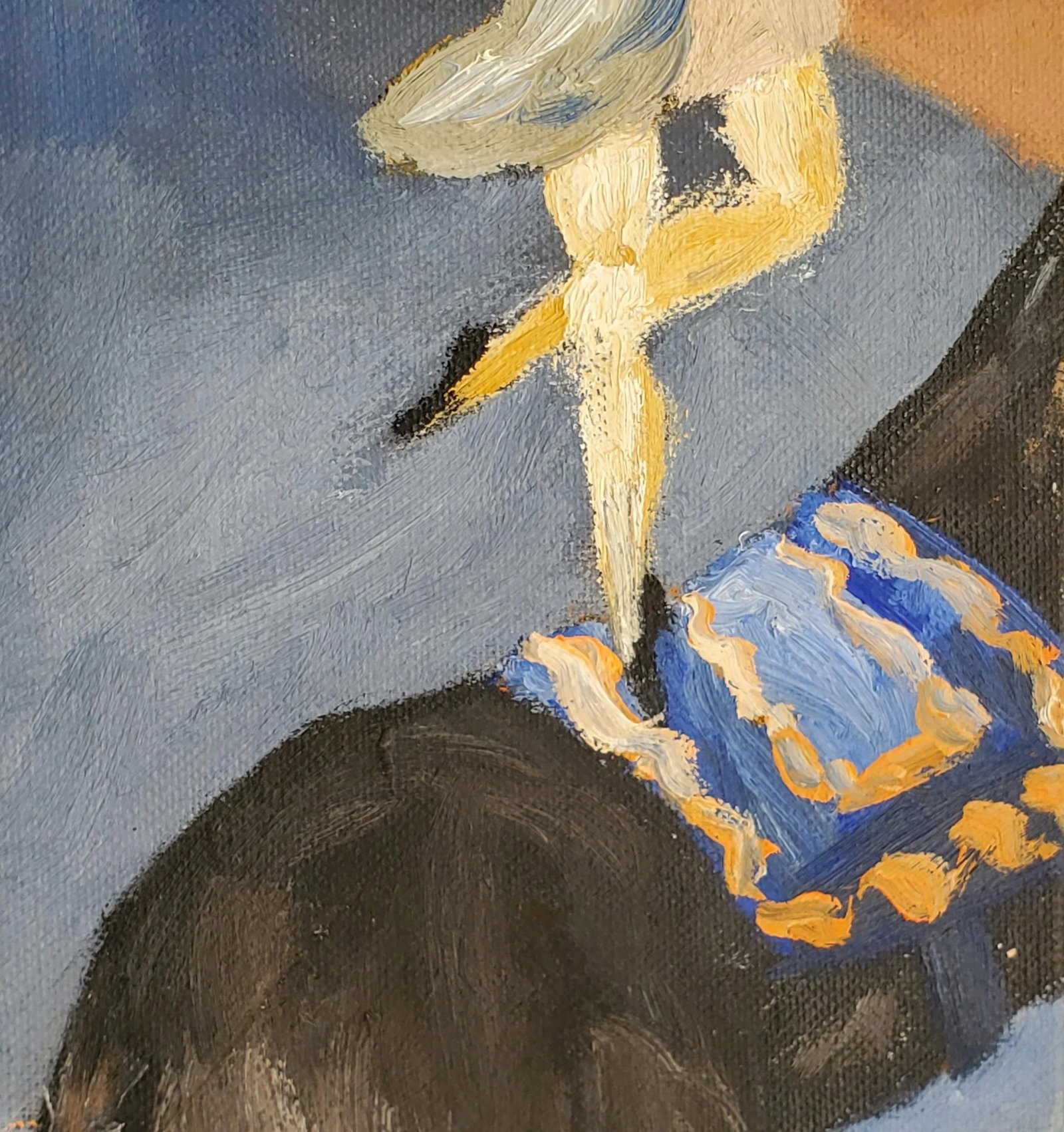 1950s "Blue Bigtop" Circus Acrobat Oil Painting by Anne Woodford, Framed - 10