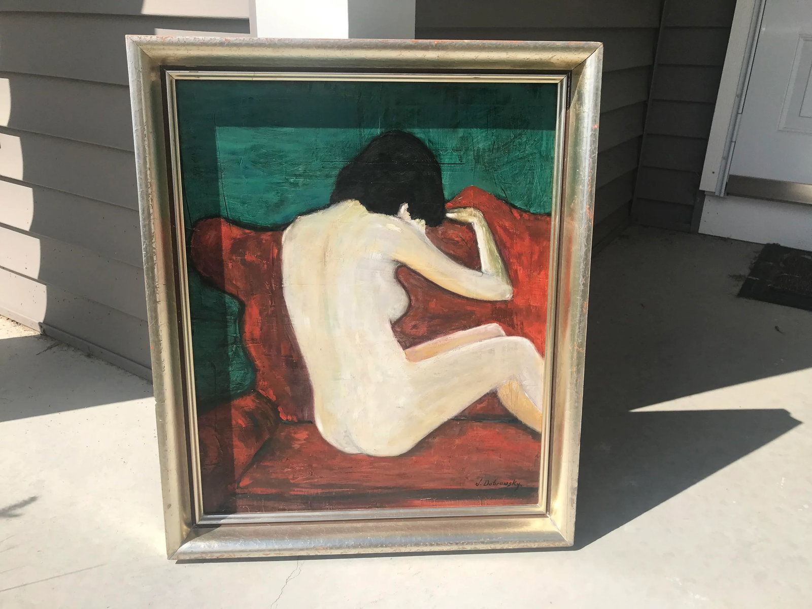 Mid 20th Century Expressionist Style Figurative Female Nude Oil Painting, Framed - 11