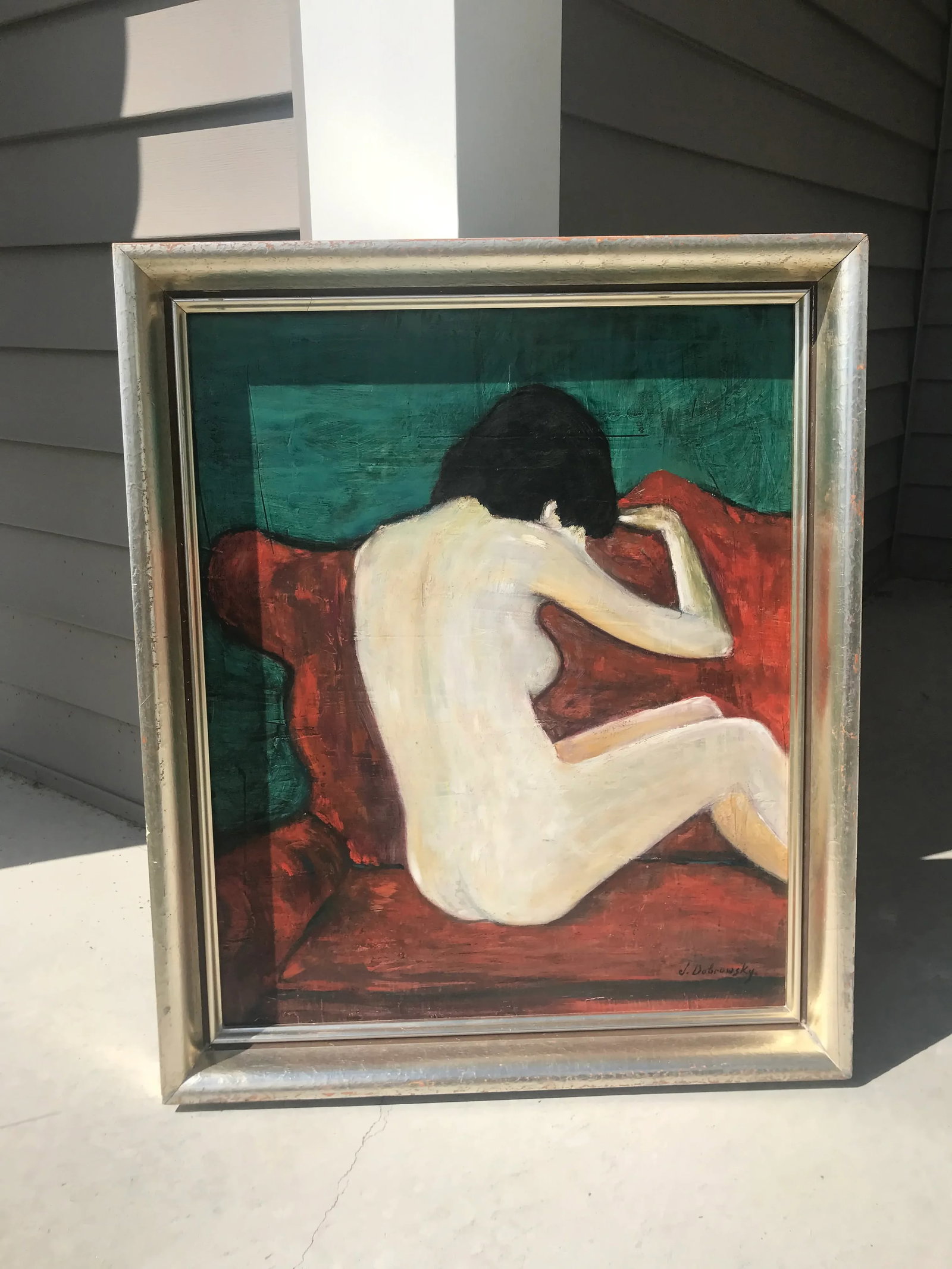Mid 20th Century Expressionist Style Figurative Female Nude Oil Painting, Framed - 13