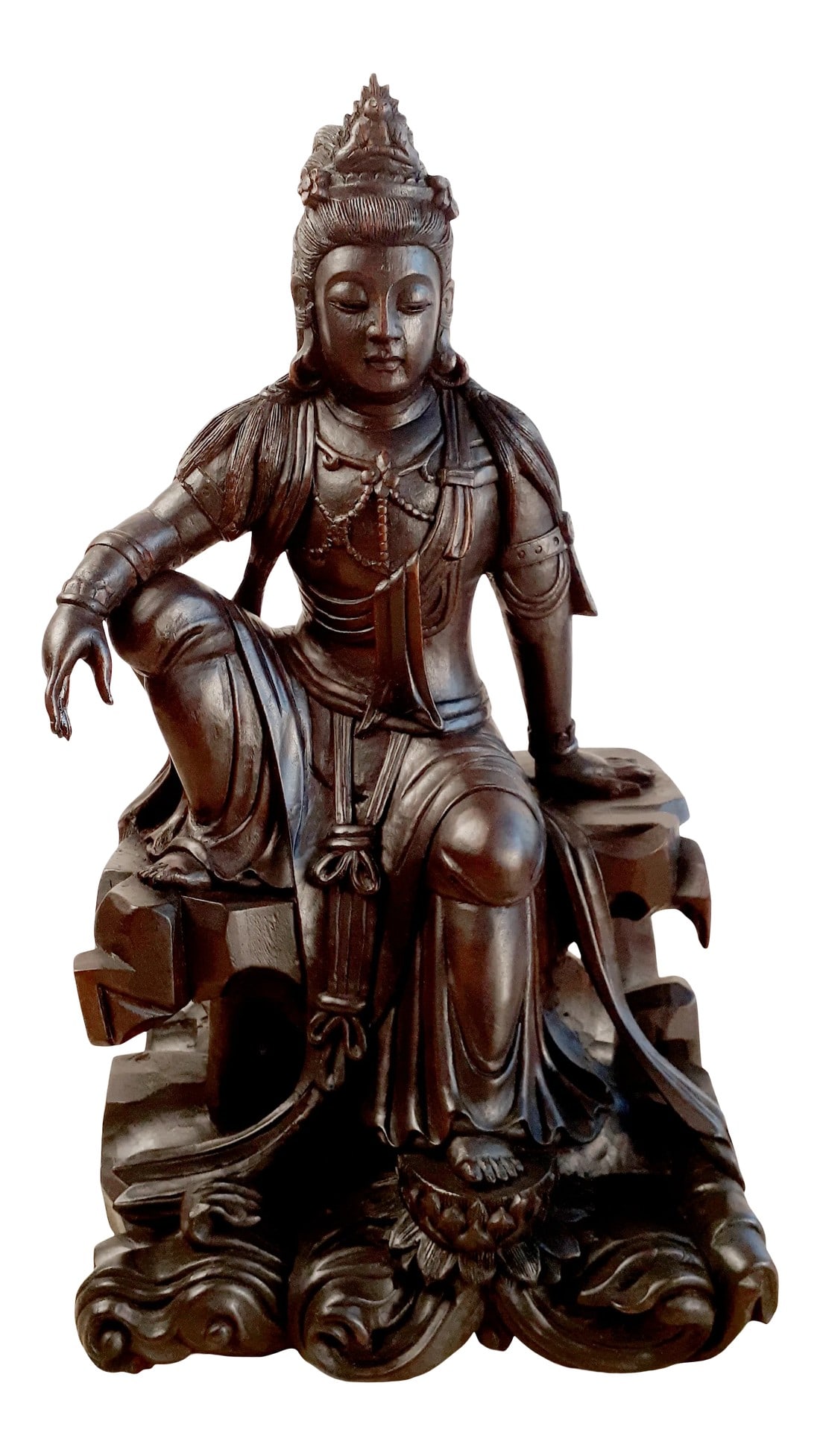 Early 20th Century Chinese Carved Hongmu Zizai Kuan Yin (1 of 13)