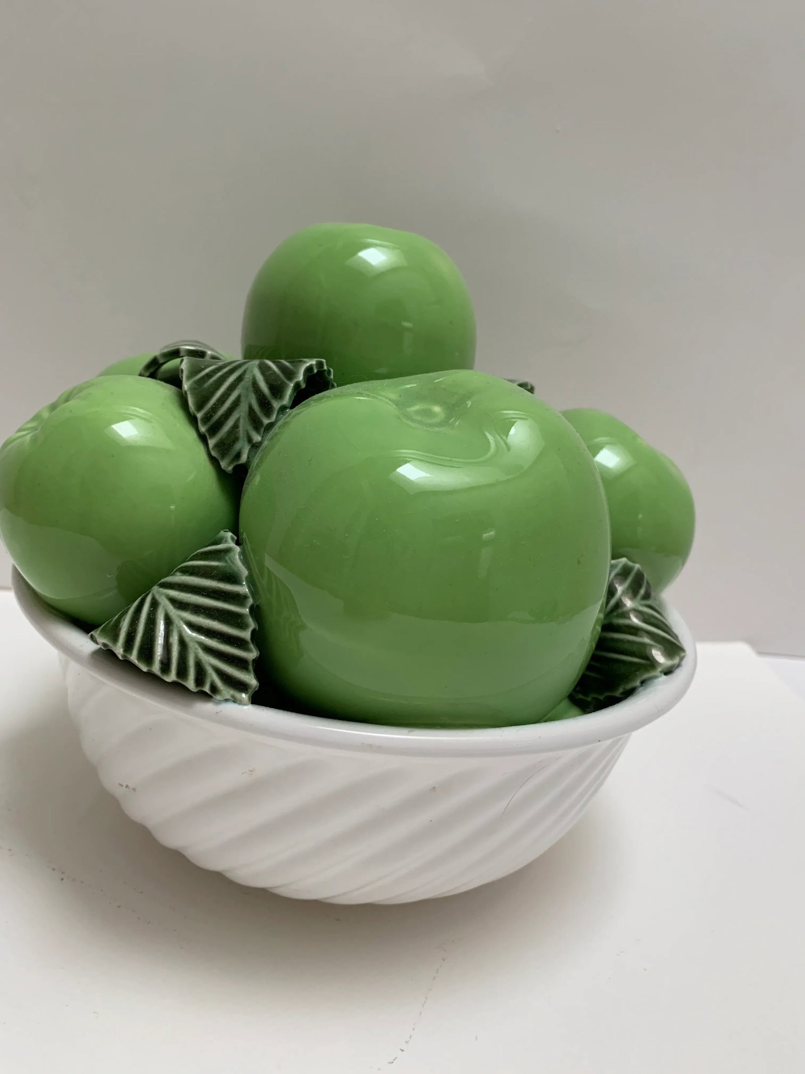 Vintage Ceramic Bowl of Green Apples - 4