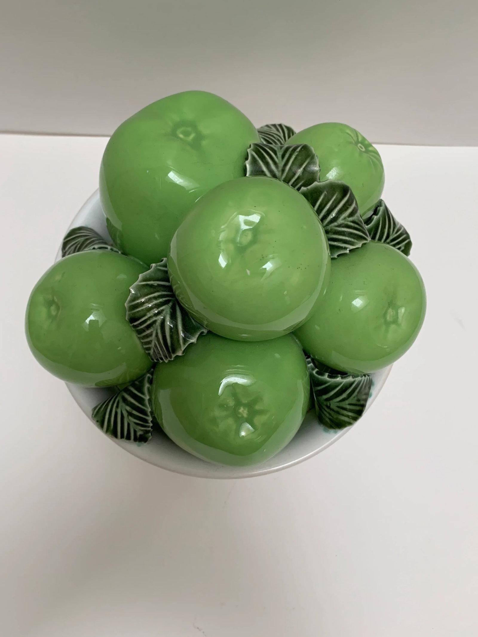 Vintage Ceramic Bowl of Green Apples - 5