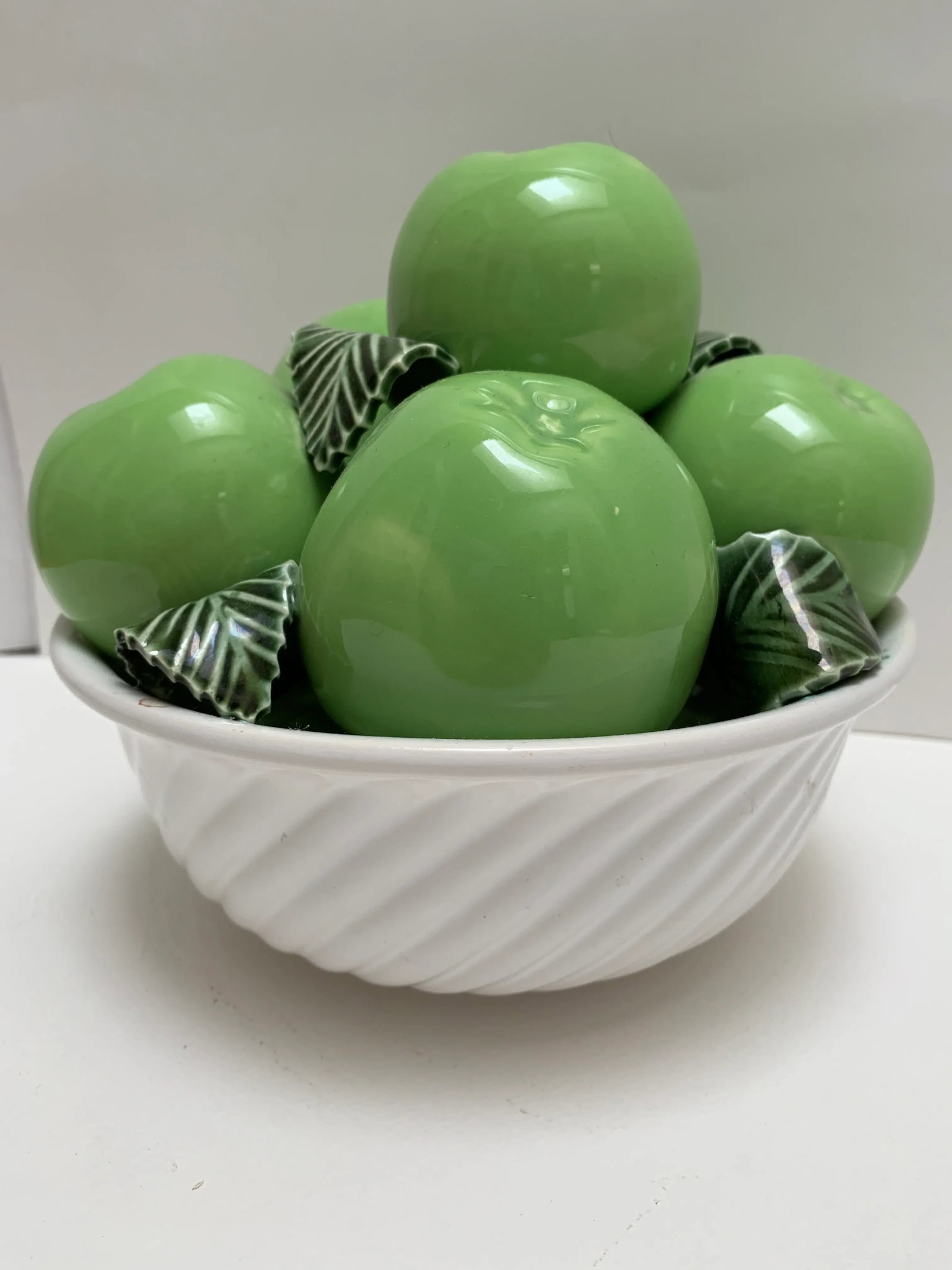 Vintage Ceramic Bowl of Green Apples - 6