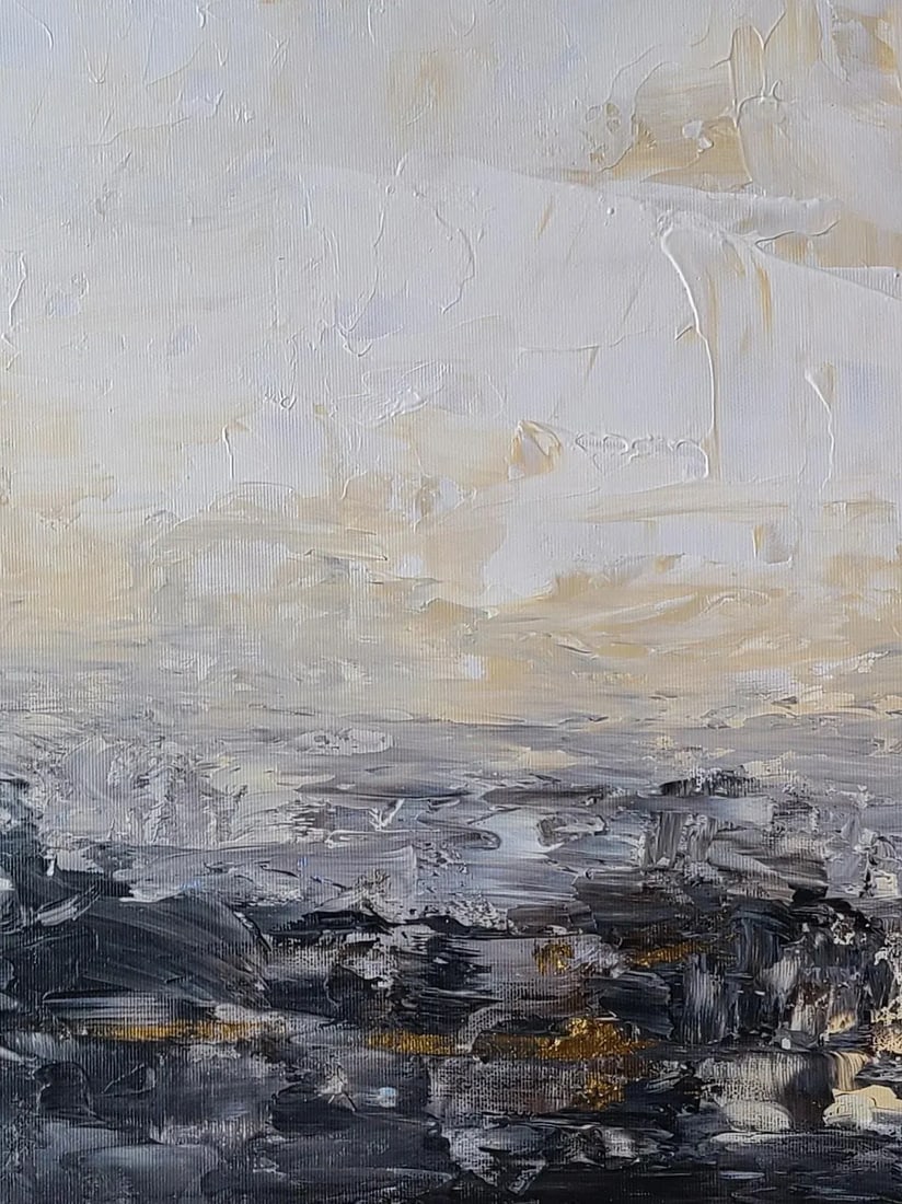 Contemporary Black and White Neutral Original Abstract Acrylic Painting, Art Kr Moehr - 6