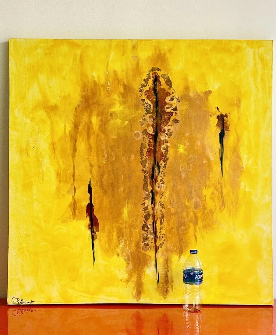 1970s Abstract Yellow Impasto Painting - 5