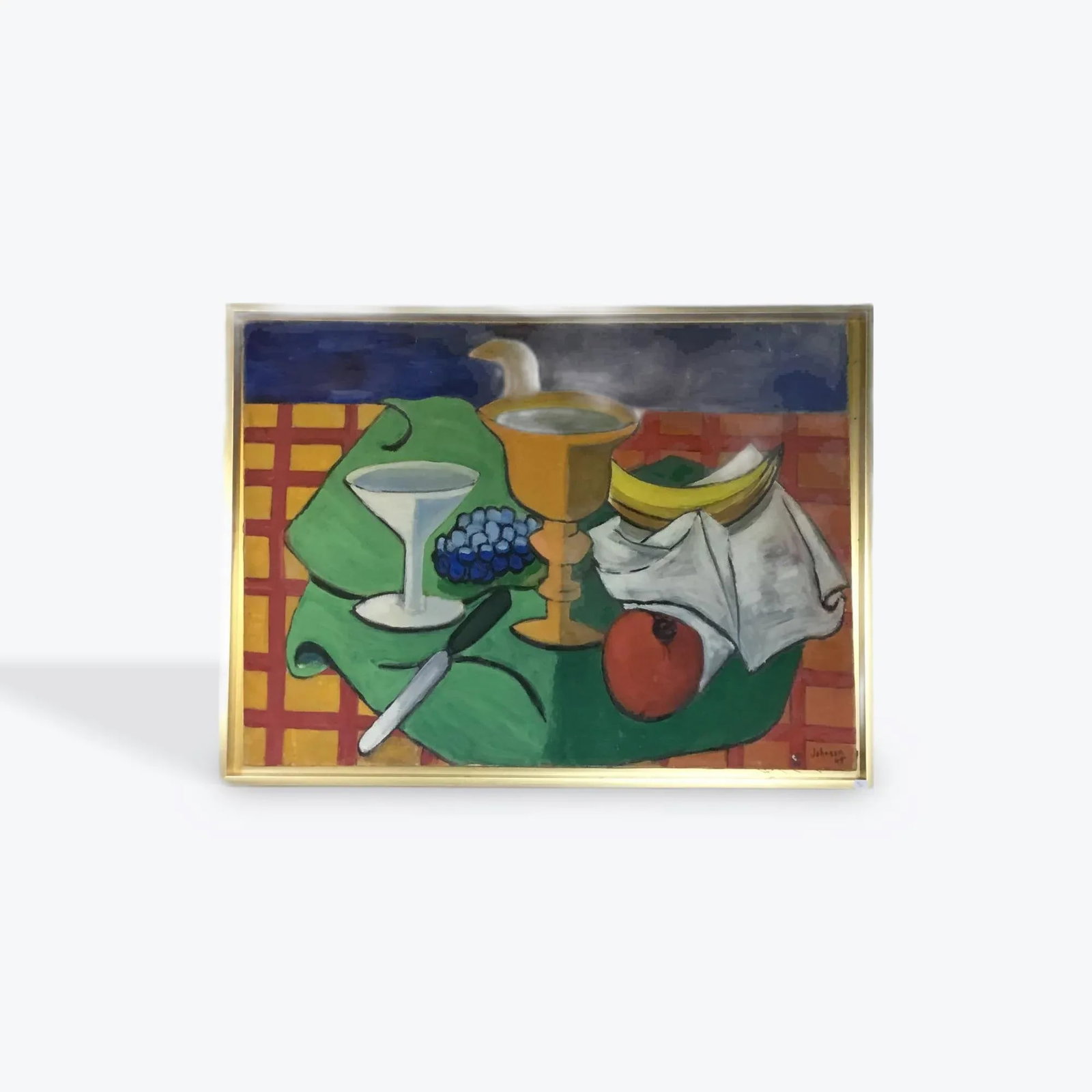 E Johnson 1948 Modernist Still Life Painting - 12