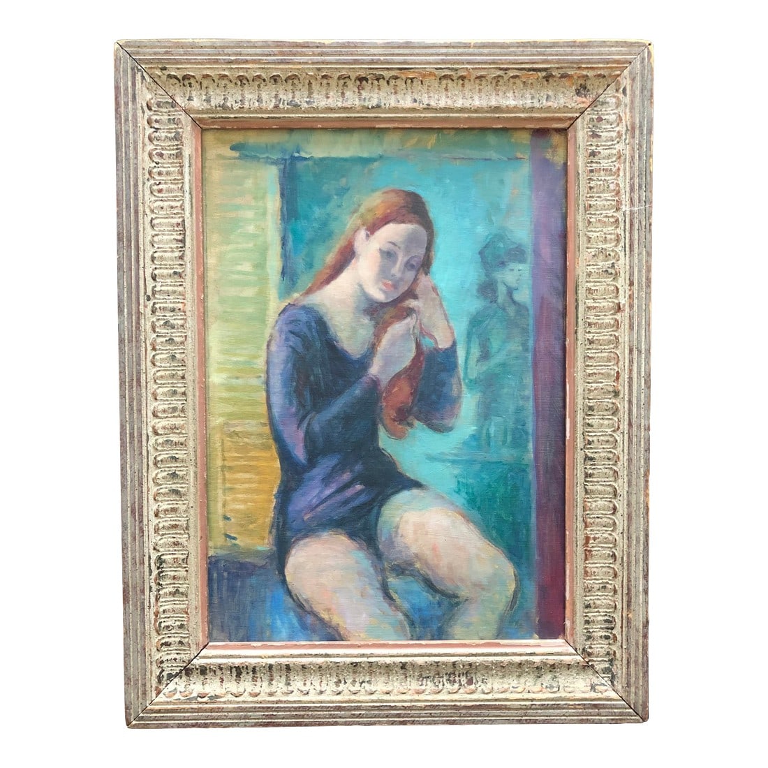 Unsigned Colorful Mid Century Modern Impressionist Painting of a Dancer at Rest (1 of 12)