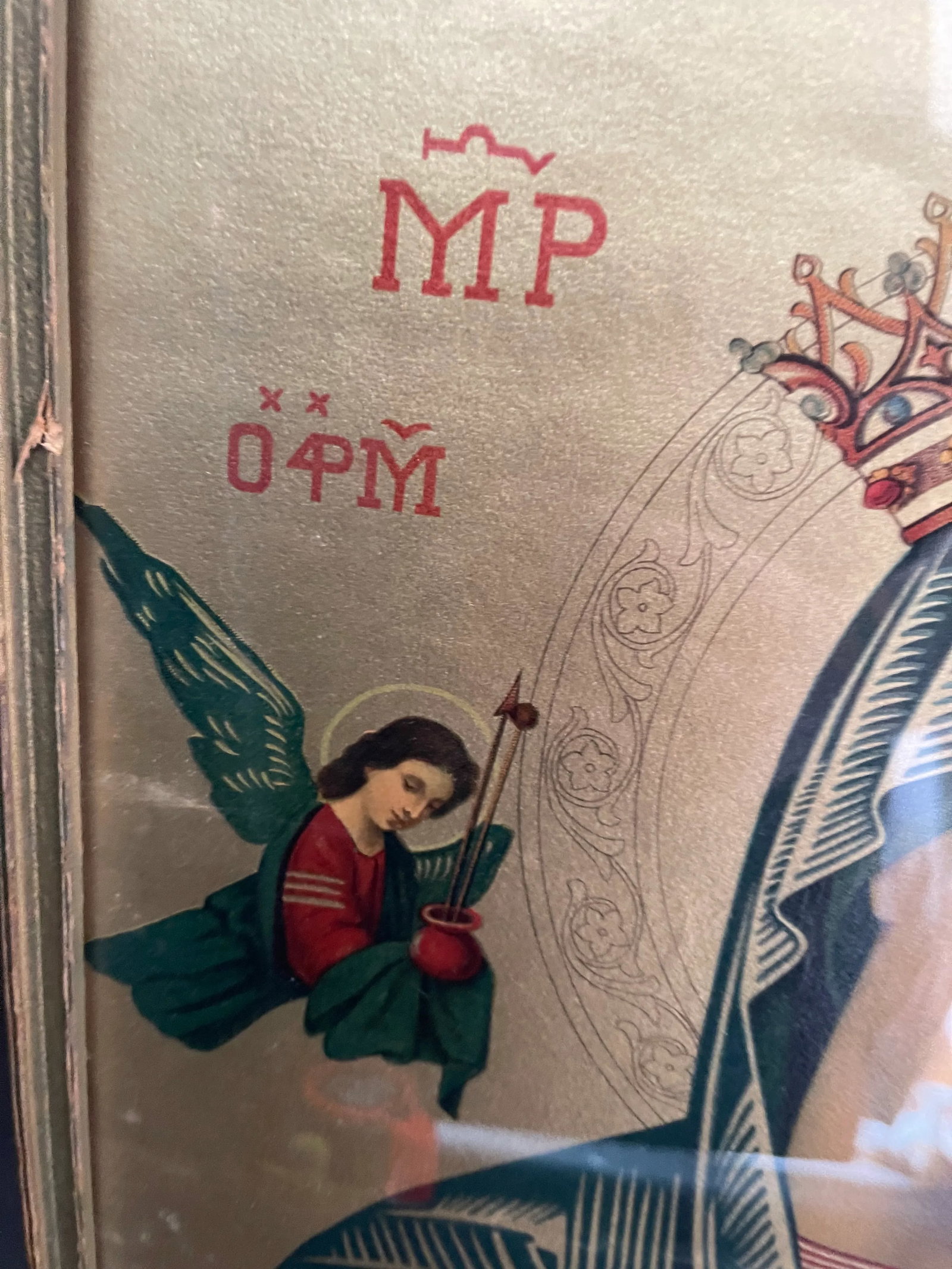 Antique Victorian Gothic Eastern European Hand Colored Religious Etching - 3