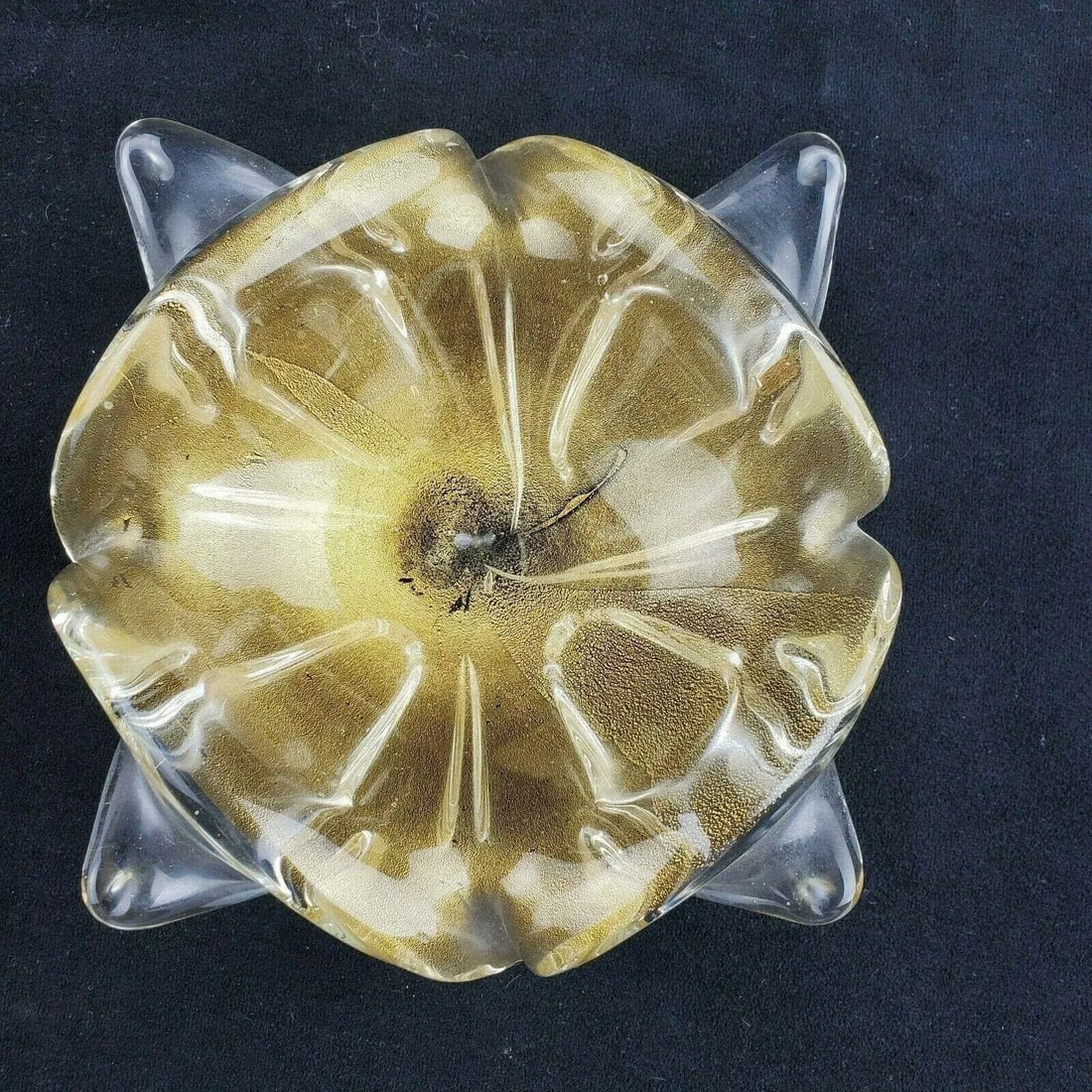 Mid-Century Murano Glass Biomorphic Ashtray in Gold Aventurine - 5