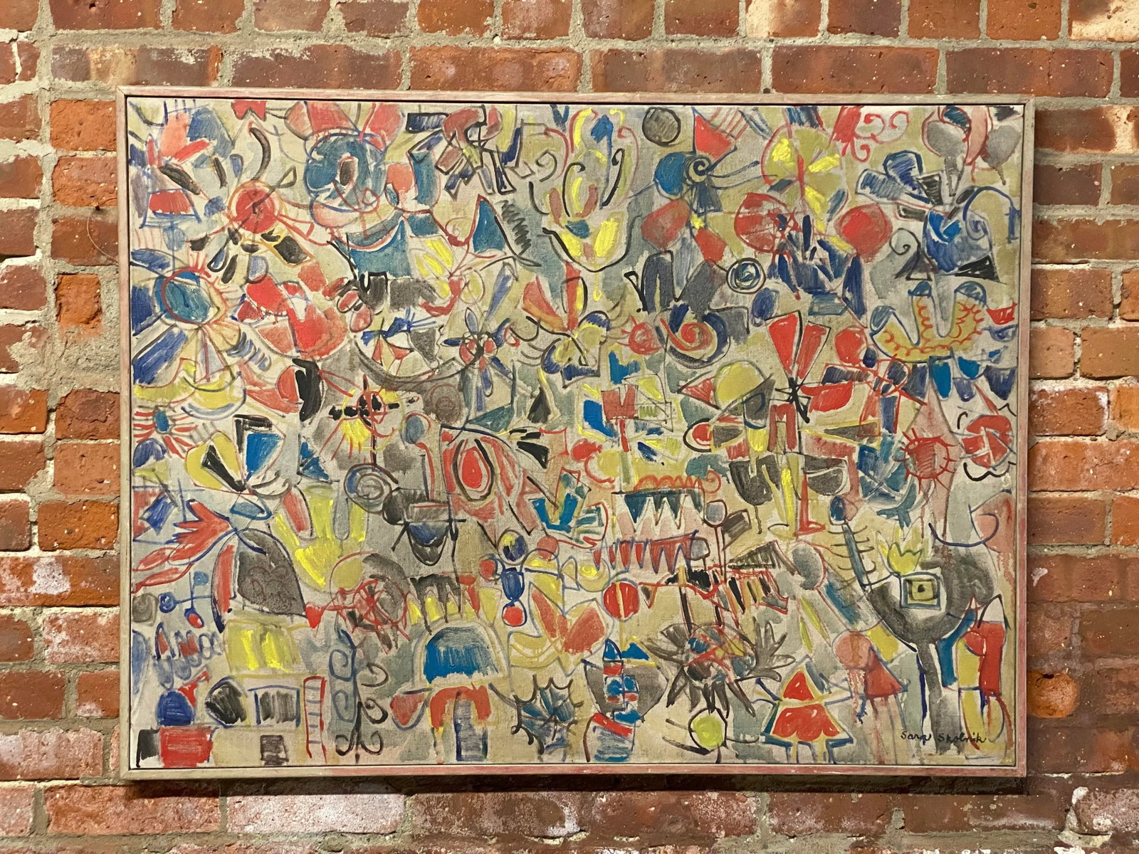 1960s "Flight of Fancy" Abstract Expressionist Oil Painting by Sara Skolinik, Framed - 13