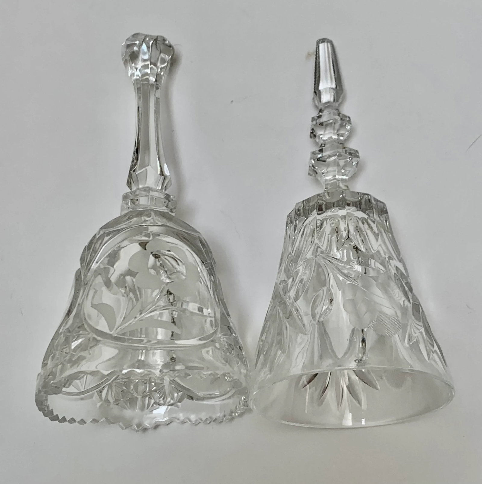 Set of Two Cut Glass Crystal Bells - 2