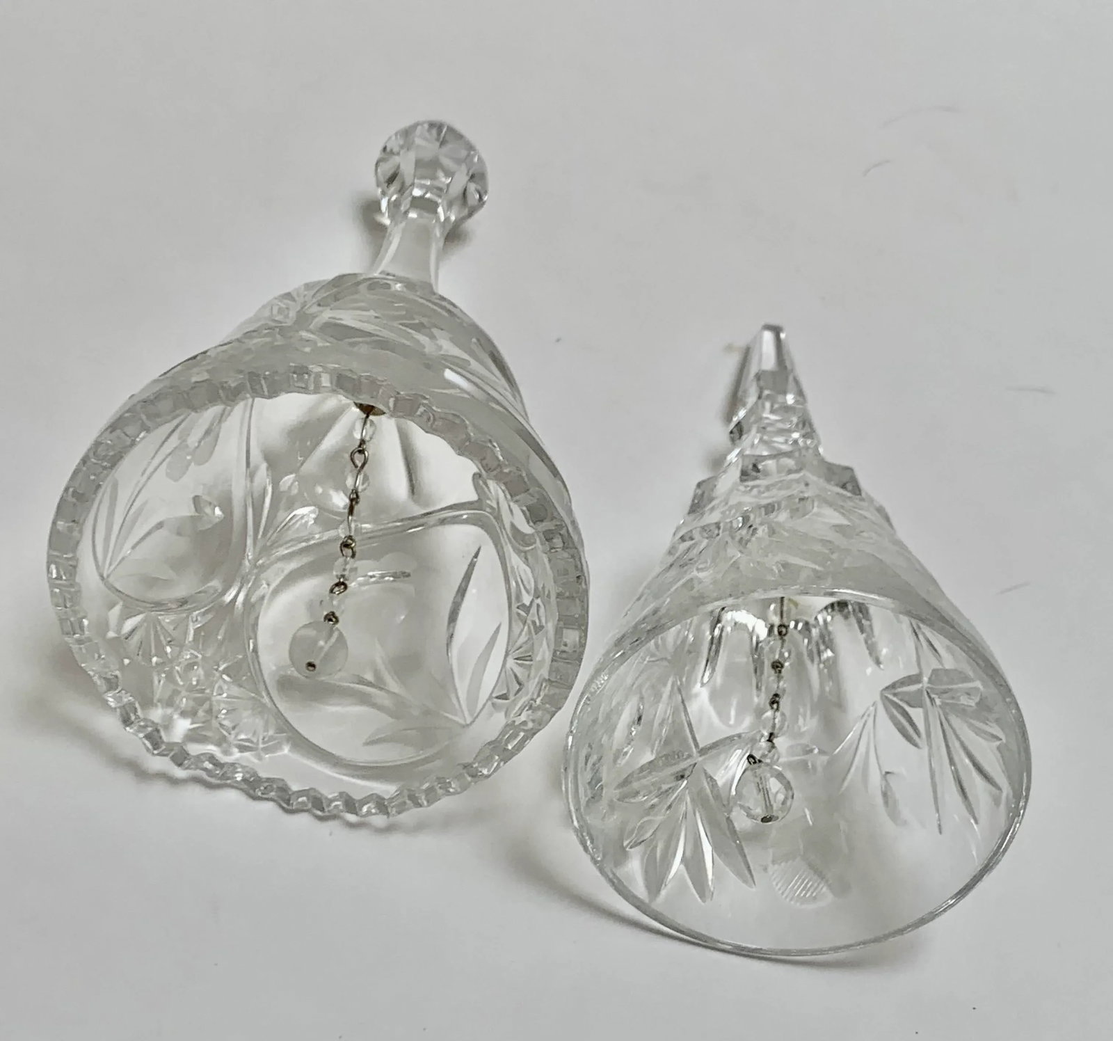 Set of Two Cut Glass Crystal Bells - 4