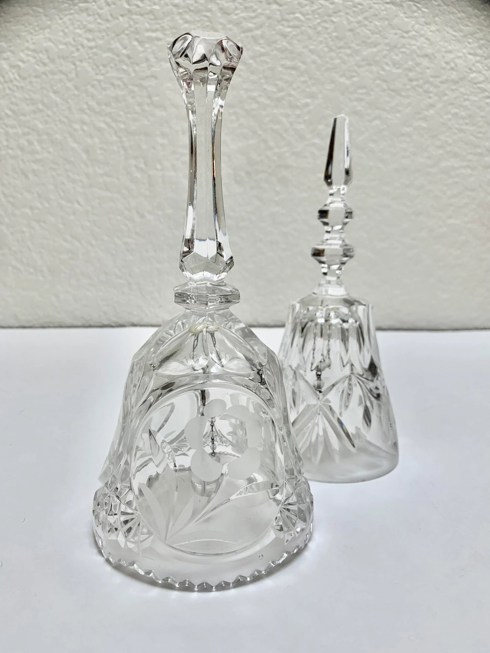 Set of Two Cut Glass Crystal Bells - 9