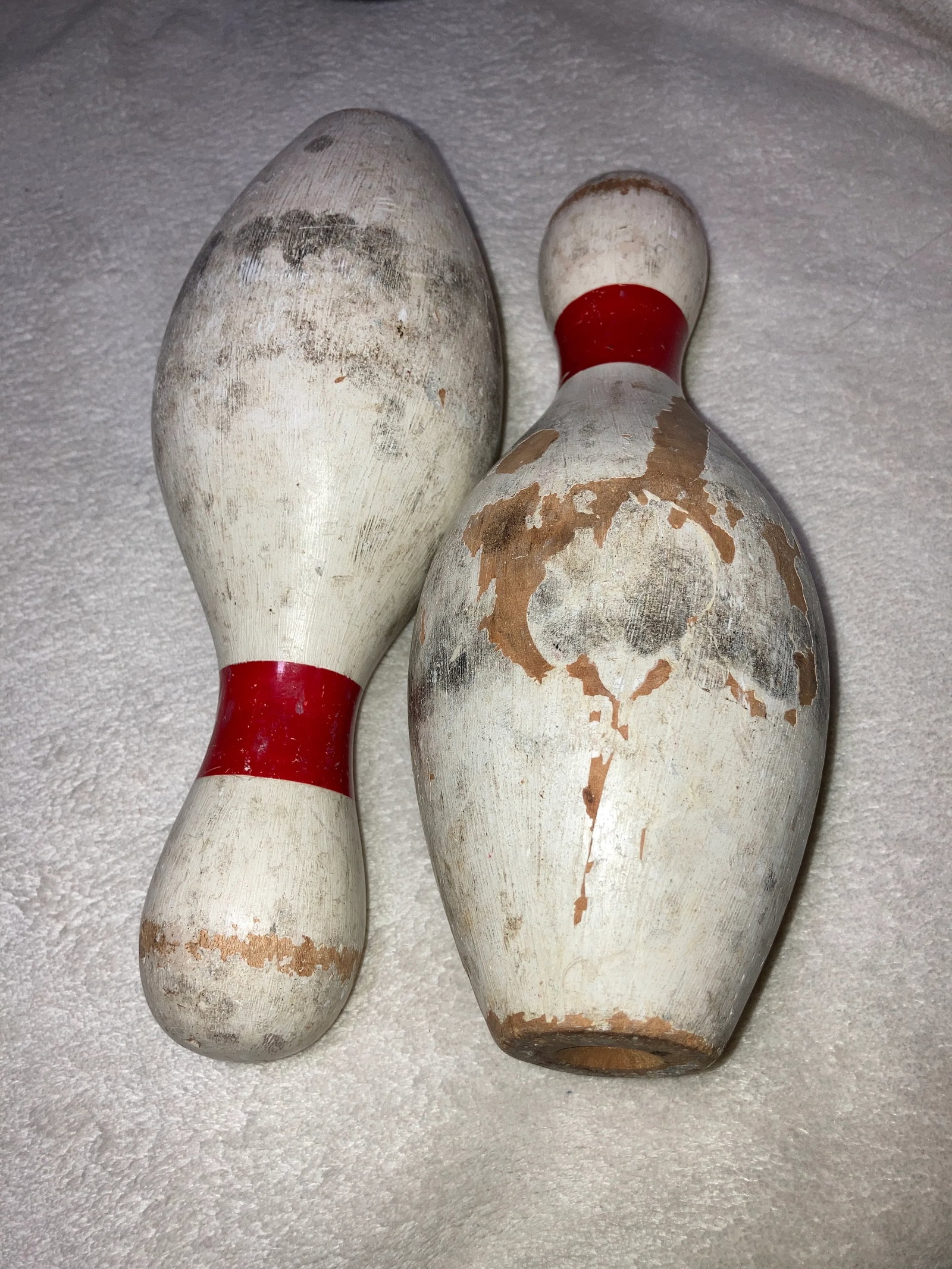 Vintage Rustic Carnival Small Wooden Bowling Set with Two Balls - 7 Piece Set - 7