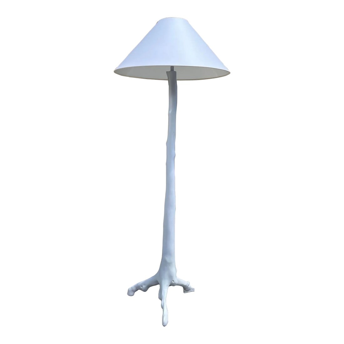 Serge Roche Style Faux Bois Floor Lamp: Serge Roche style faux Bois floor lamp. Custom painted from original owners estate in a lavender satin lacquer over sculpted resin in tree form, with matching purple shade. 63 h 17 w 15 d (base) 10.5