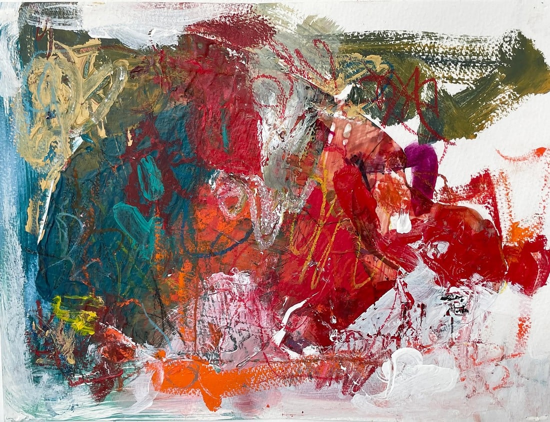 Abstract Small Work on Paper Painting Untitled #10 by Stephanie Visser (1 of 7)