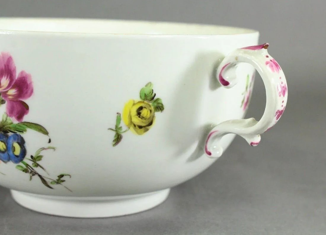 Circa 1756 Vienna Porcelain Ecuelle Bowl & Cover W. Strawberry Knob - 8