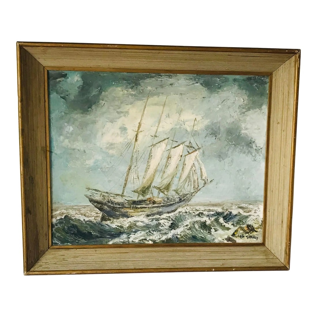 Vintage Pat Tiffany Abstract Nautical Ship Seascape (1 of 11)