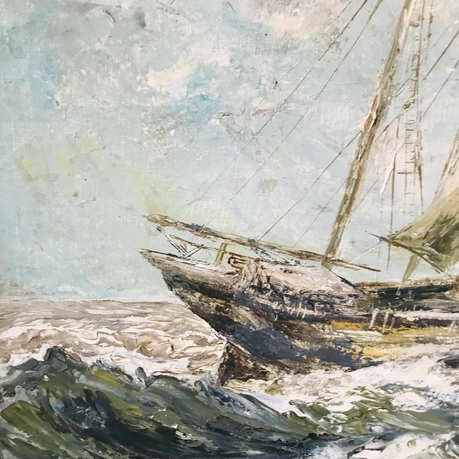 Vintage Pat Tiffany Abstract Nautical Ship Seascape - 4