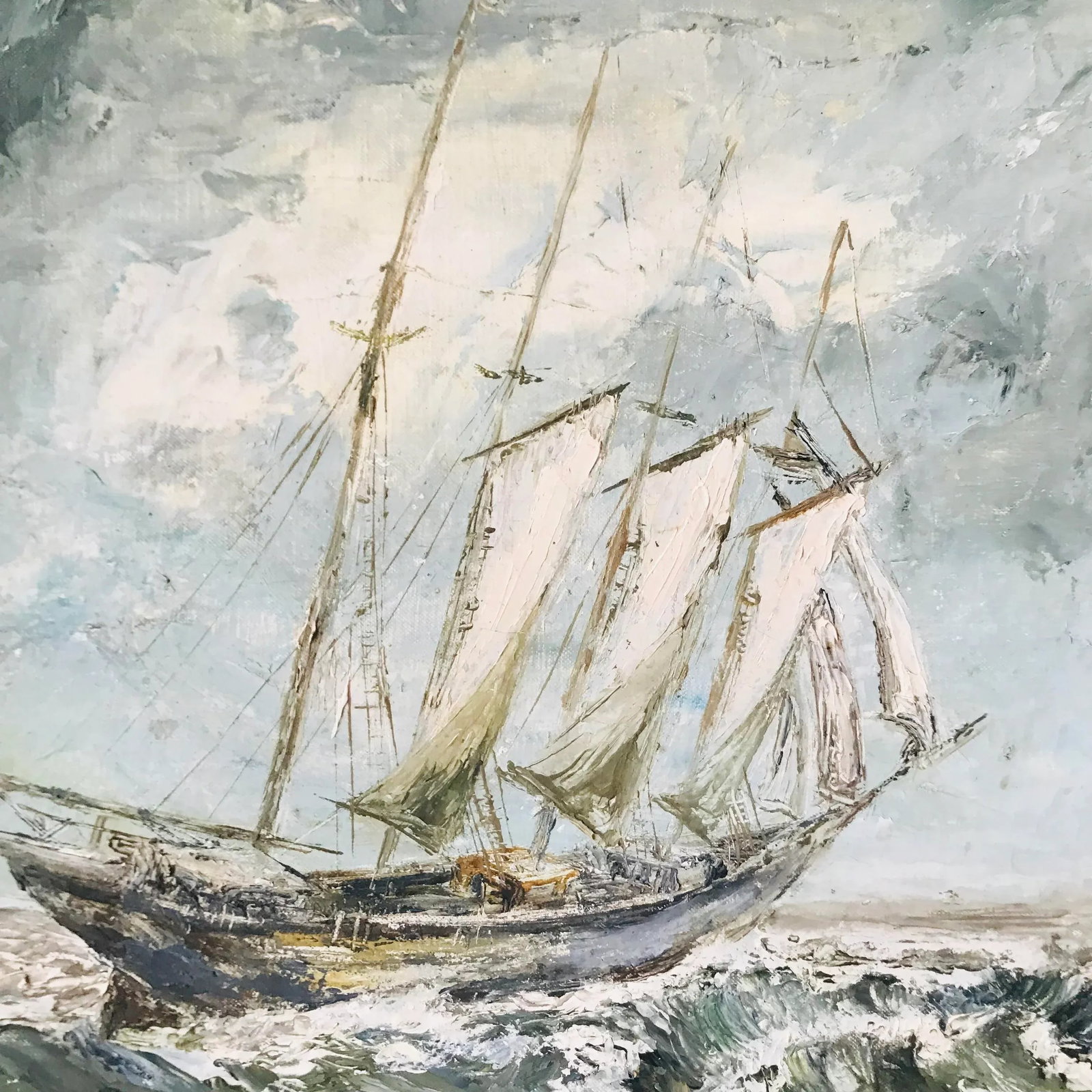 Vintage Pat Tiffany Abstract Nautical Ship Seascape - 5