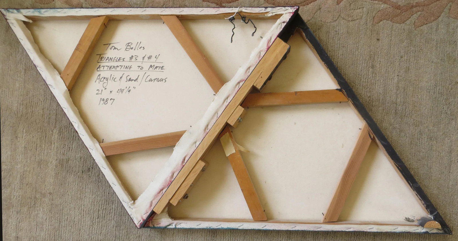 1980s Tom Bolles Abstract Mixed Media Painting, "Triangles #3 & #4 Attempting to Mate" - 10